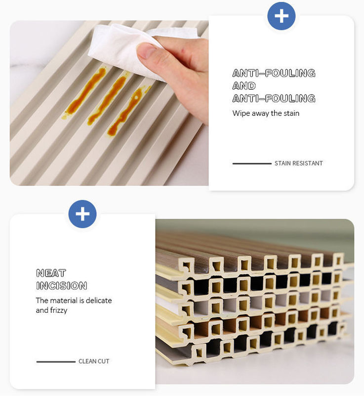 تزئینات داخلی رنگ چوبی انرژی کارآمد ضد آب و هوا ضد خراش پنل دیواری WPC اثرات سه بعدی