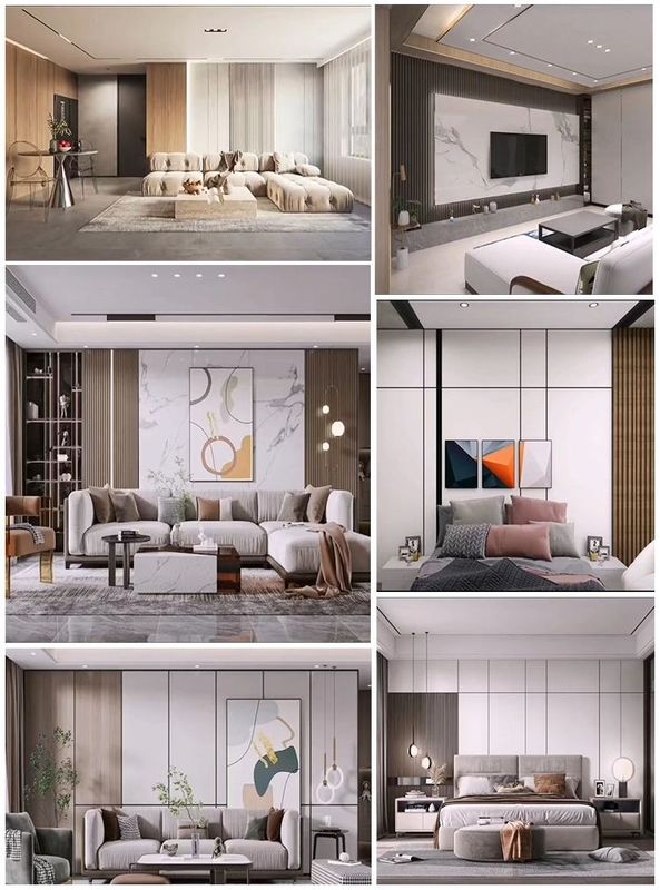 تزئینات داخلی رنگ چوبی انرژی کارآمد ضد آب و هوا ضد خراش پنل دیواری WPC اثرات سه بعدی