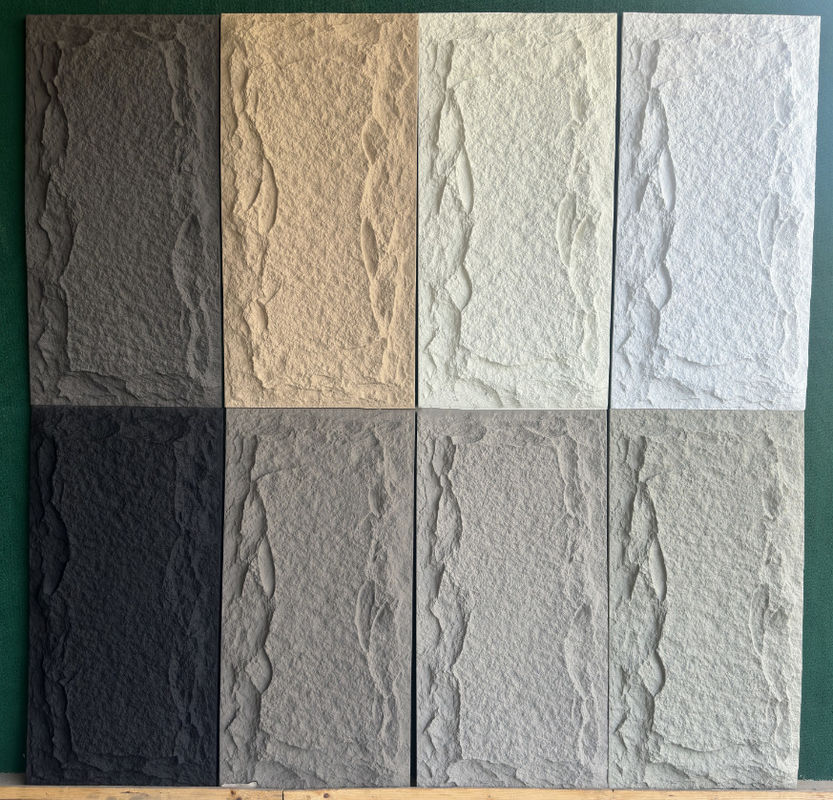 وزن سبک درب بیرونی تزئینی PU سنگ جعلی پانل سنگ پلی اورتان 3D پانل دیواری سنگ PU