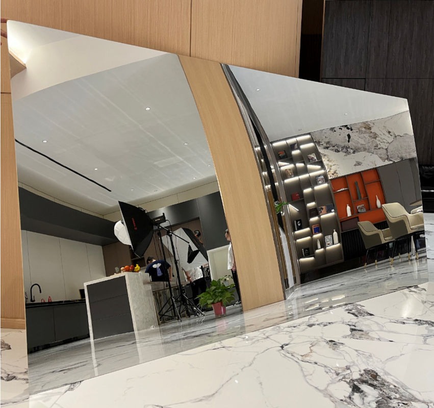 فضای داخلی بامبو فیبر زغال سنگ چوب فلش فلزی بافت جامد آینه های دیواری PVC