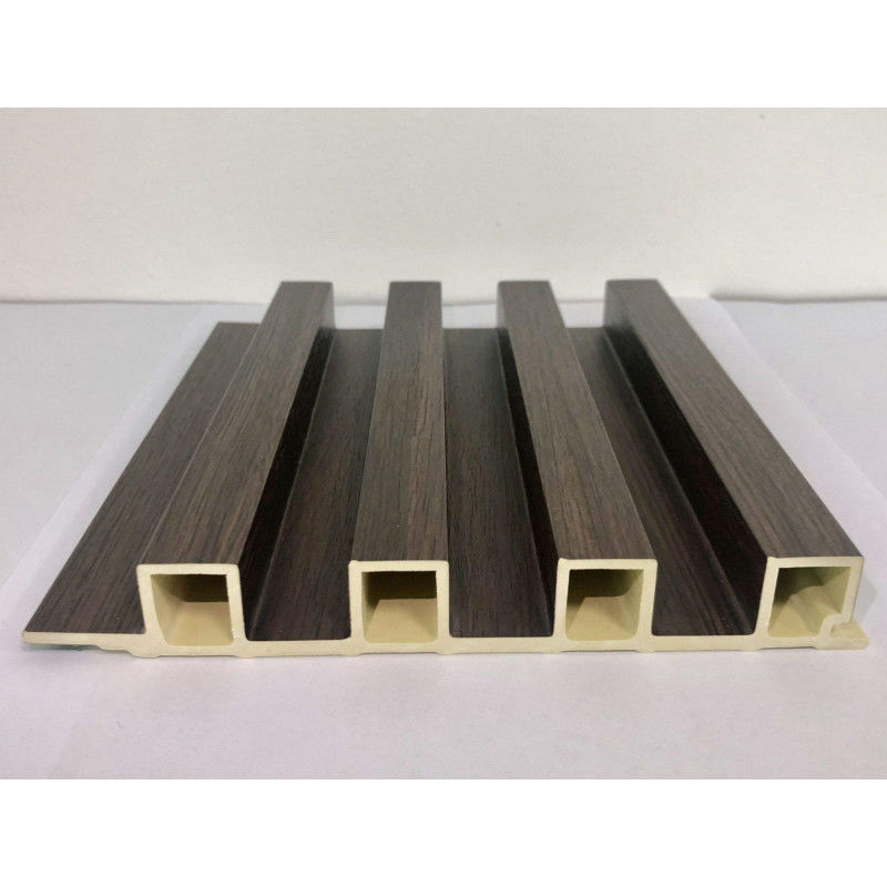 دکوراسیون داخلی کلاسیک WPC Fluted Wall Board Coating Black Wood Grain Grille پانل بزرگ دیوار داخلی