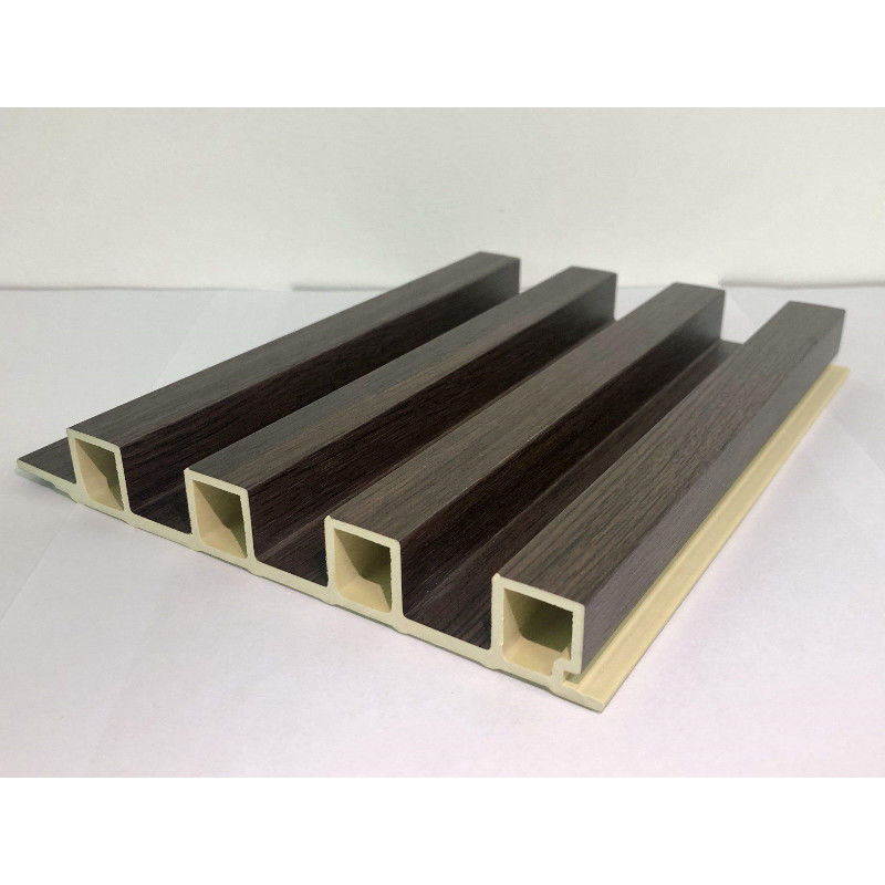 دکوراسیون داخلی کلاسیک WPC Fluted Wall Board Coating Black Wood Grain Grille پانل بزرگ دیوار داخلی
