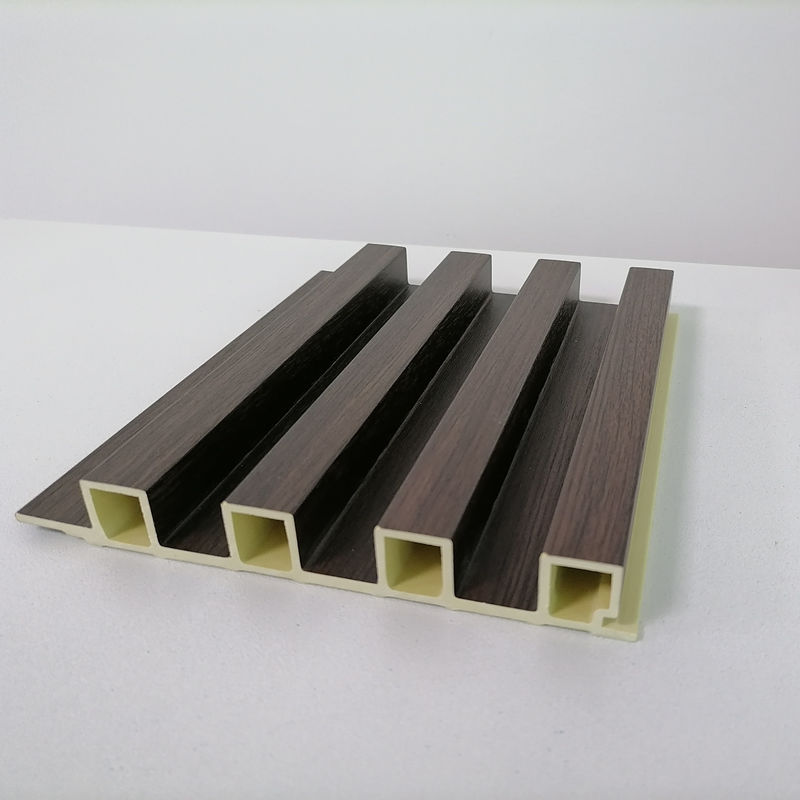 دکوراسیون داخلی کلاسیک WPC Fluted Wall Board Coating Black Wood Grain Grille پانل بزرگ دیوار داخلی