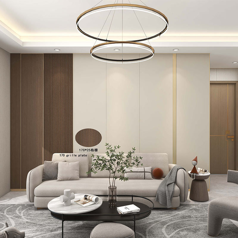 صفحه های دیواری تزئینی سقف لوور Wpc پانل های فلوت چوبی Slat PVC پانل های دیواری Wpc داخلی با LED