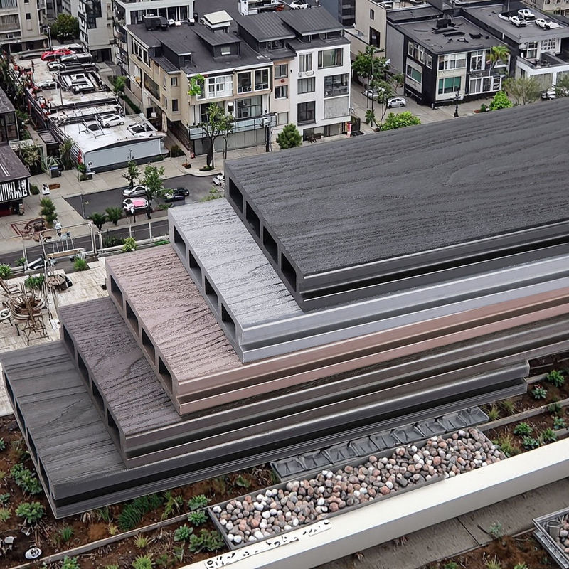 بسته بندی سفارشی Interlock Wpc در خارج از خانه Decking 3D تثبیت دانه چوبی صفحه ساختگی Decking چین چوب بافت پلاستیکی کف