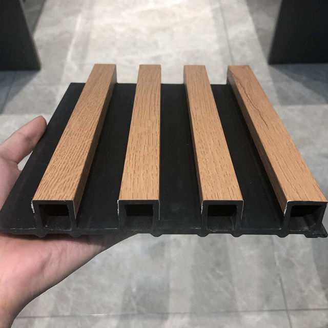 پانل چربی دیواری داخلی PVC WPC دکور 3D پانل دیواری WPC برای طراحی بامبو هتل داخلی