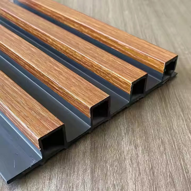 پانل چربی دیواری داخلی PVC WPC دکور 3D پانل دیواری WPC برای طراحی بامبو هتل داخلی