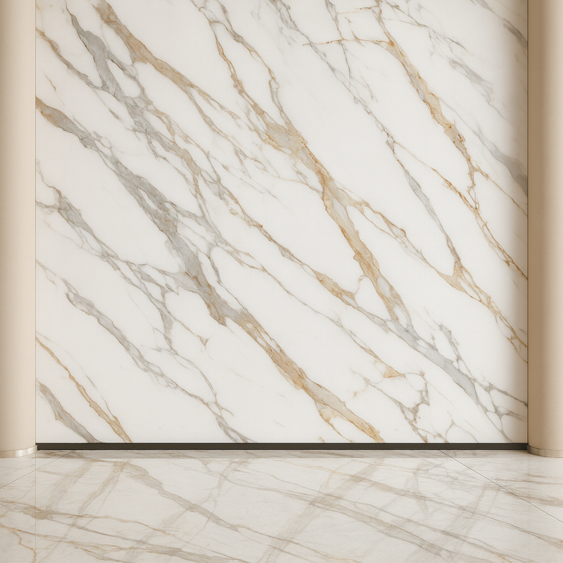 سنگ مصنوعی با ظاهر مرمر در ابعاد 3200*1600 میلی‌متر، انتخابی ایده‌آل برای کاشی‌های کف و پانل‌های دیواری داخلی