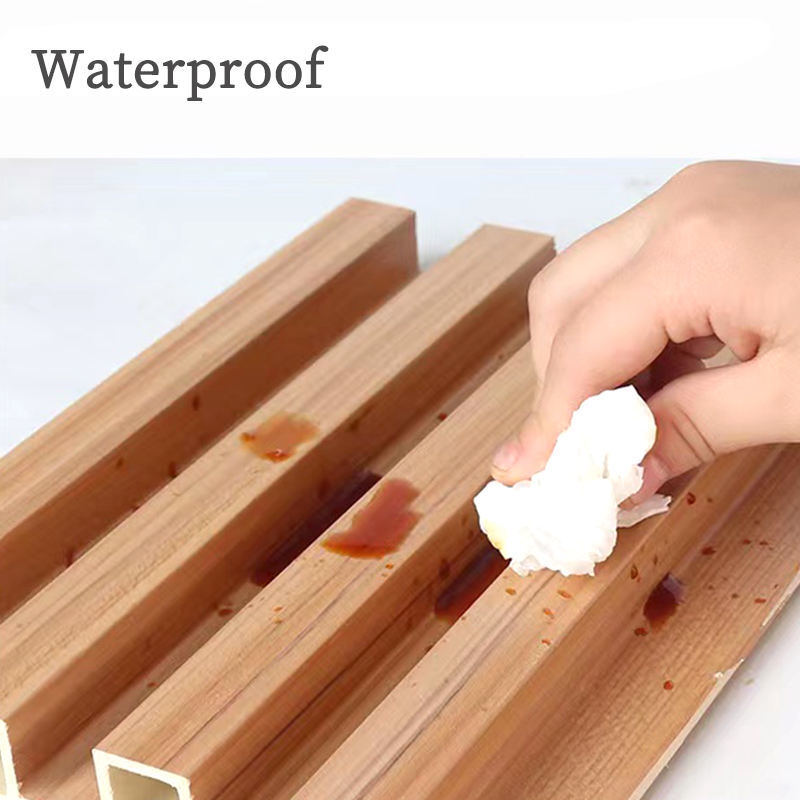 پانل دیواری PVC WPC با طرح چوب، پانل شیاردار سه بعدی برای دکوراسیون