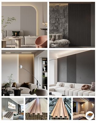 دکوراسیون منزل 160*24mm پانل های دیواری 3 بعدی فلوت شده Wpc روکش Morden